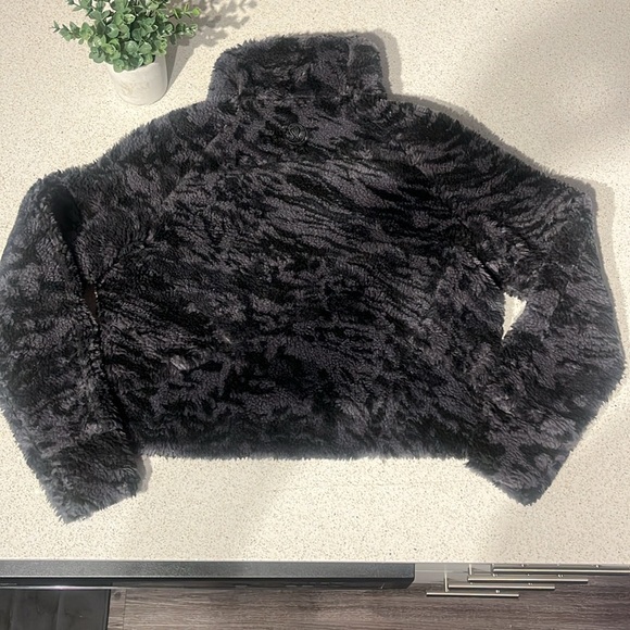 Lululemon Sz XS/S Scuba Oversized Fleece Funnel Neck *Jacquard Camo Carbon Black - Picture 10 of 16